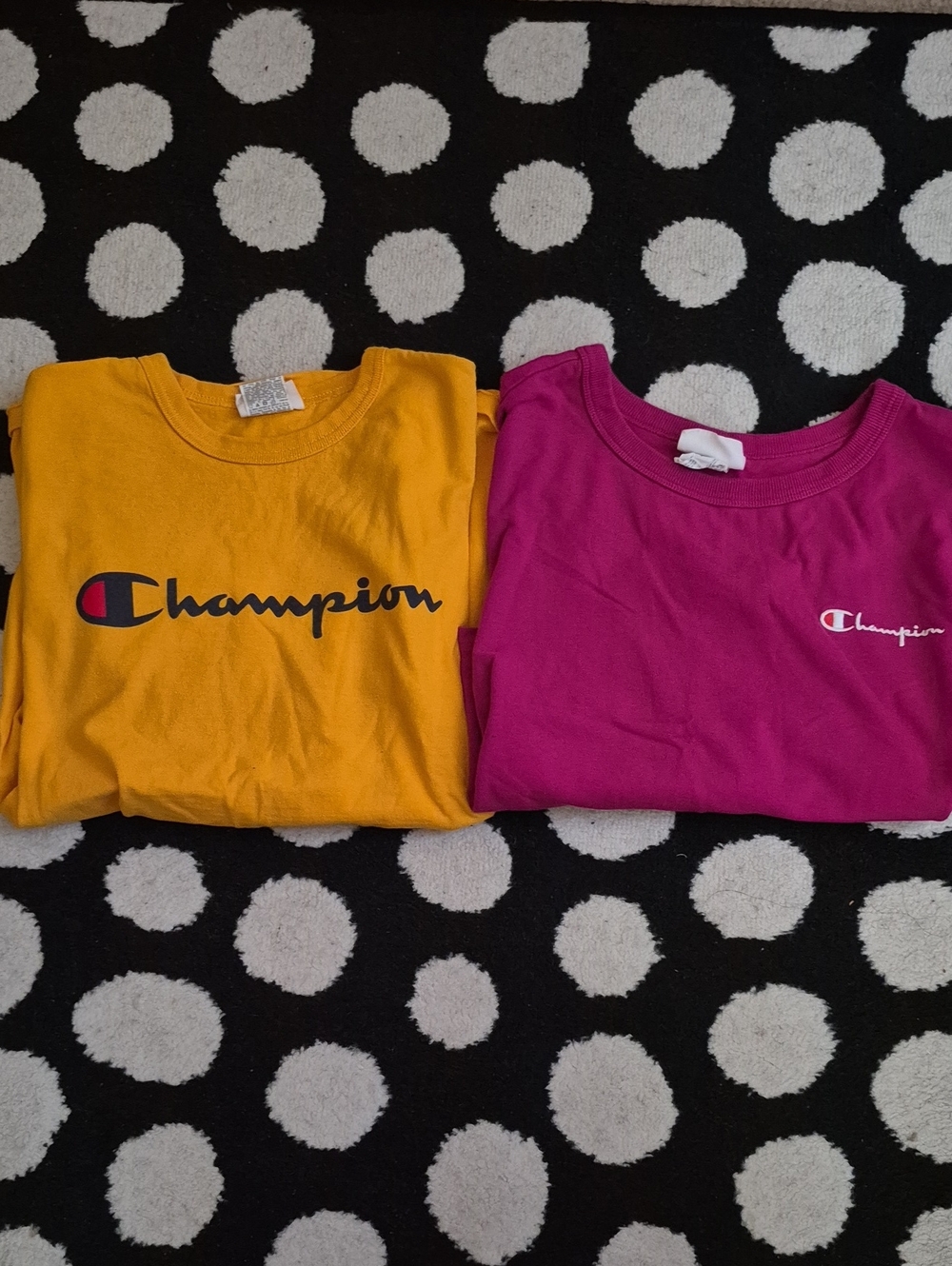 Champion Womens Short Sleeve Tees in Yellow and Magenta Bundle Small